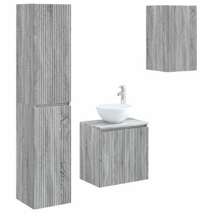 vidaXL Bathroom Furniture Set 3 pcs Grey Sonoma 33 x 34.5 x 160 cm
