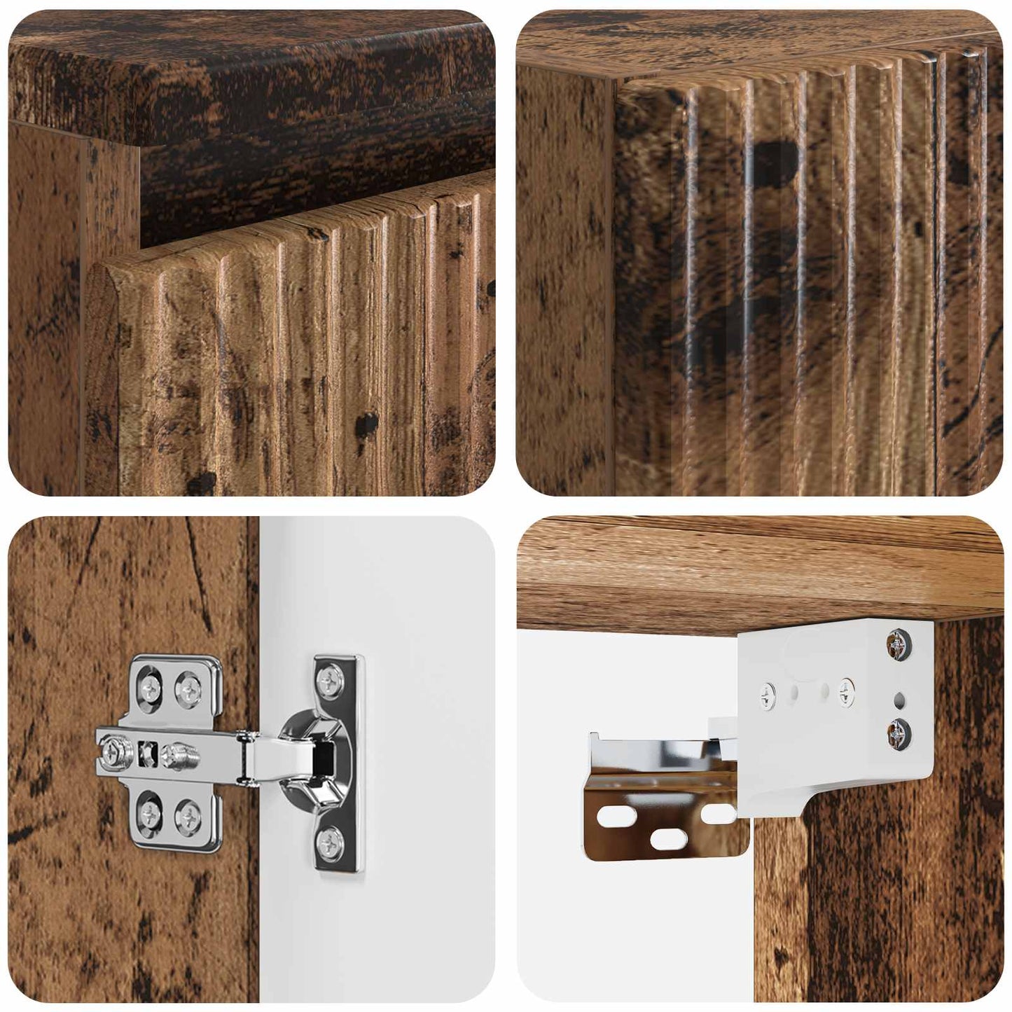 vidaXL Bathroom Furniture Set 3 pcs Old Wood 33 x 34.5 x 160 cm