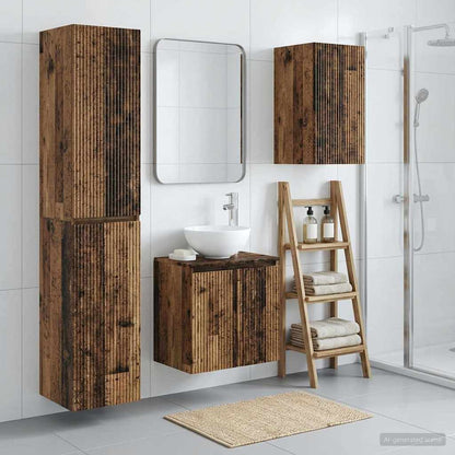 vidaXL Bathroom Furniture Set 3 pcs Old Wood 33 x 34.5 x 160 cm