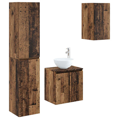vidaXL Bathroom Furniture Set 3 pcs Old Wood 33 x 34.5 x 160 cm