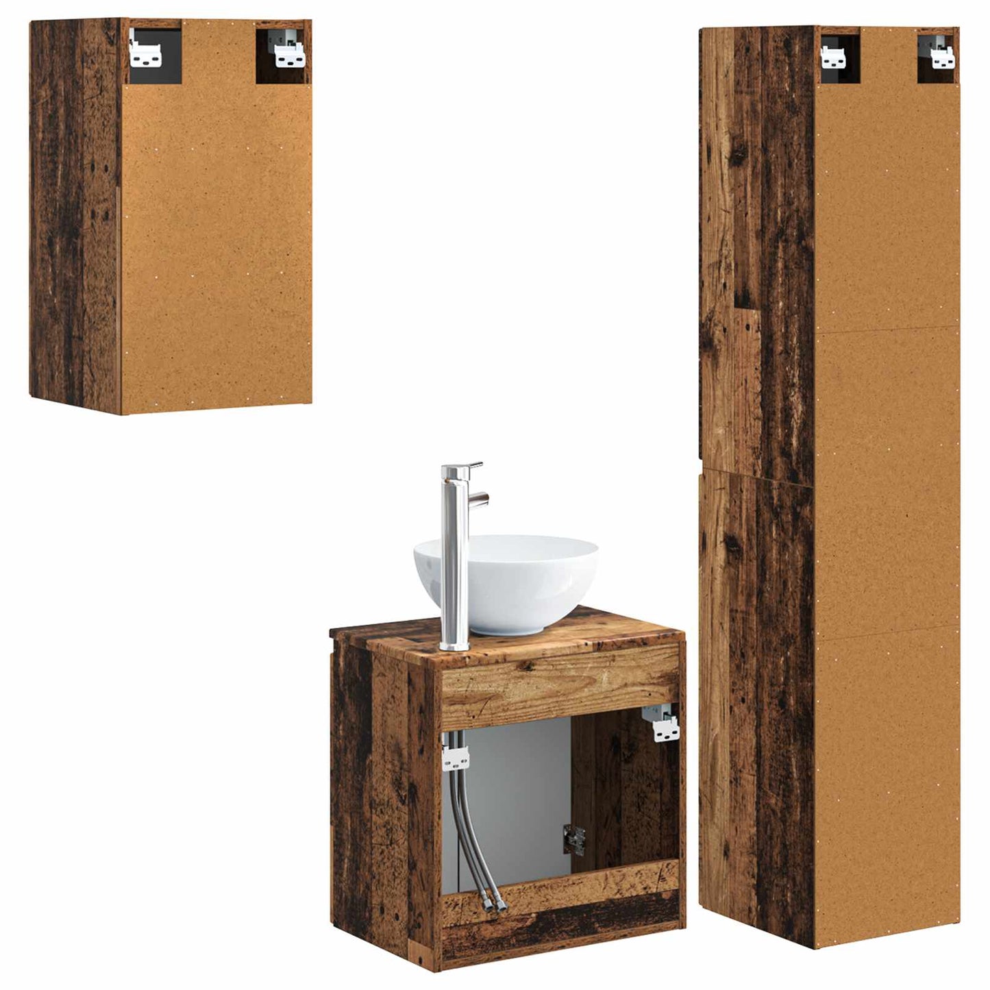 vidaXL Bathroom Furniture Set 3 pcs Old Wood 33 x 34.5 x 160 cm