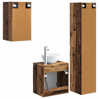 vidaXL Bathroom Furniture Set 3 pcs Old Wood 33 x 34.5 x 160 cm