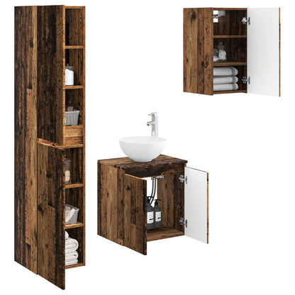 vidaXL Bathroom Furniture Set 3 pcs Old Wood 33 x 34.5 x 160 cm