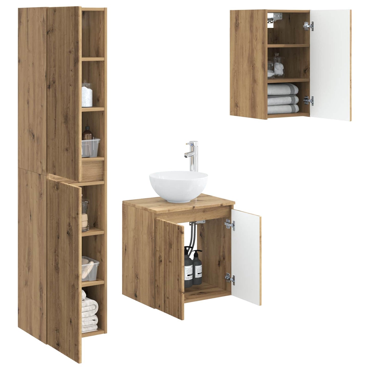 vidaXL Bathroom Furniture Set 3 pcs Artisan Oak 33 x 34.5 x 160 cm
