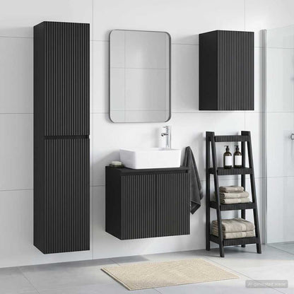 vidaXL Bathroom Furniture Set 3 pcs Black 33 x 34.5 x 160 cm