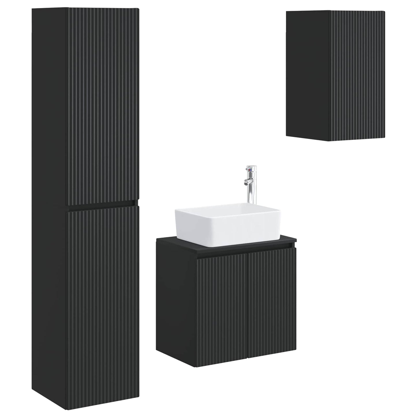 vidaXL Bathroom Furniture Set 3 pcs Black 33 x 34.5 x 160 cm