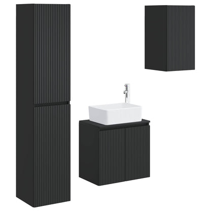vidaXL Bathroom Furniture Set 3 pcs Black 33 x 34.5 x 160 cm