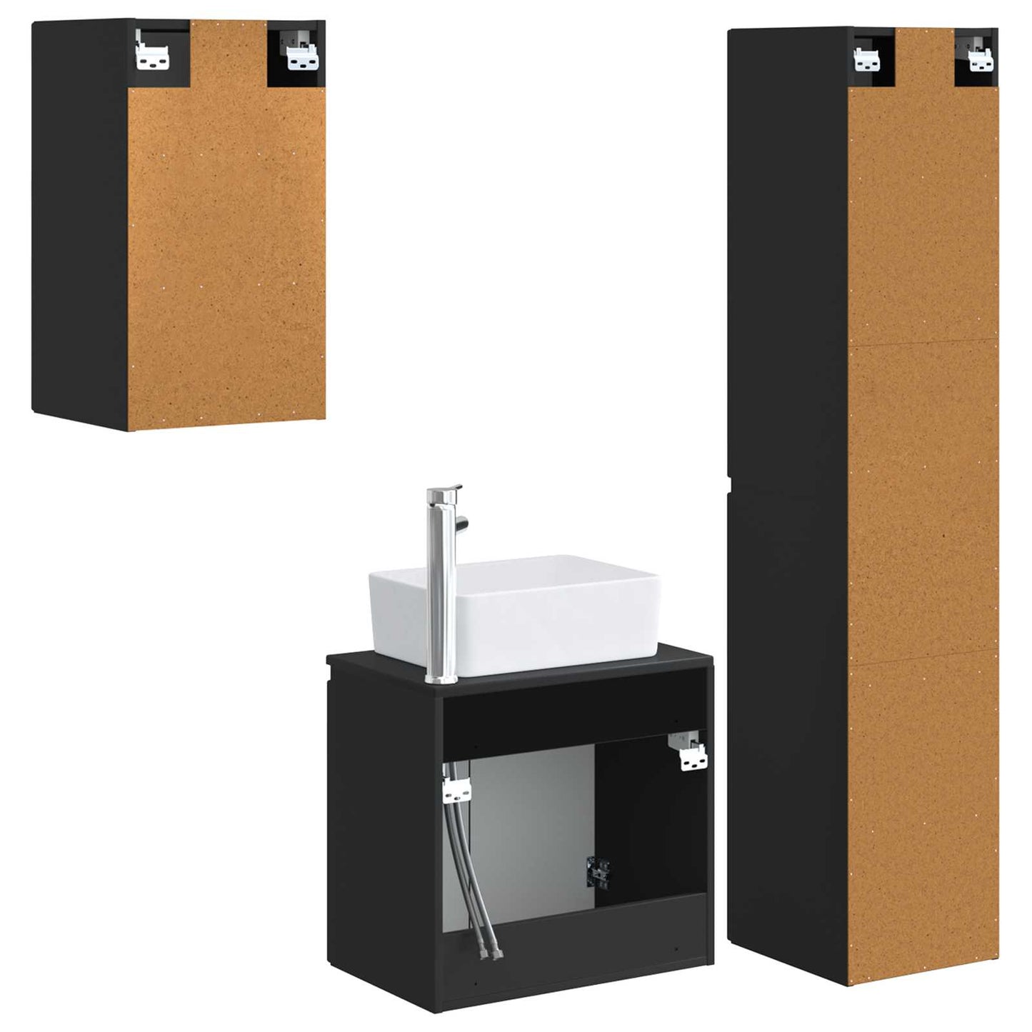 vidaXL Bathroom Furniture Set 3 pcs Black 33 x 34.5 x 160 cm