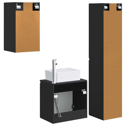 vidaXL Bathroom Furniture Set 3 pcs Black 33 x 34.5 x 160 cm