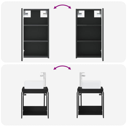 vidaXL Bathroom Furniture Set 3 pcs Black 33 x 34.5 x 160 cm