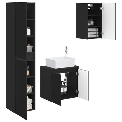 vidaXL Bathroom Furniture Set 3 pcs Black 33 x 34.5 x 160 cm