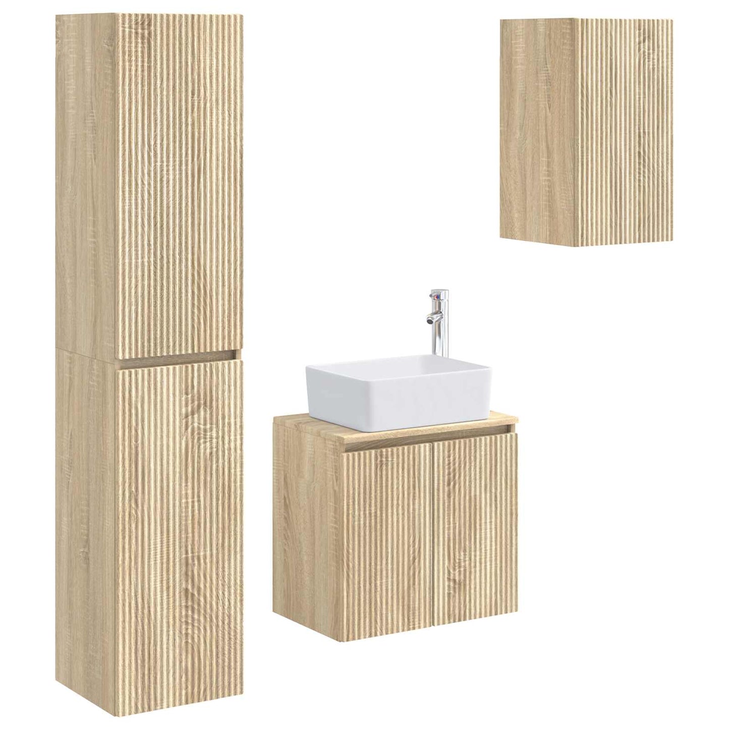 vidaXL Bathroom Furniture Set 3 pcs Sonoma Oak 33 x 34.5 x 160 cm
