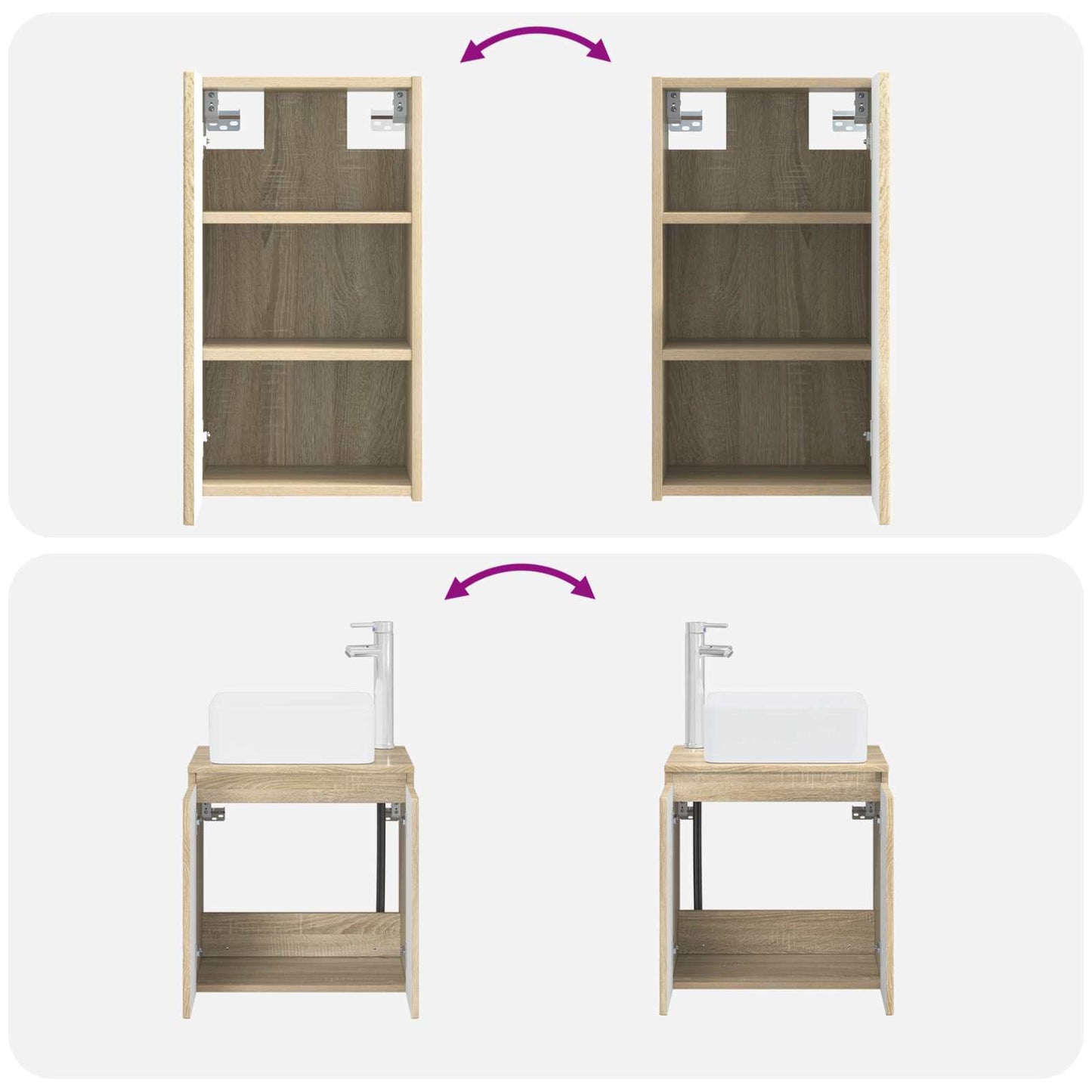 vidaXL Bathroom Furniture Set 3 pcs Sonoma Oak 33 x 34.5 x 160 cm