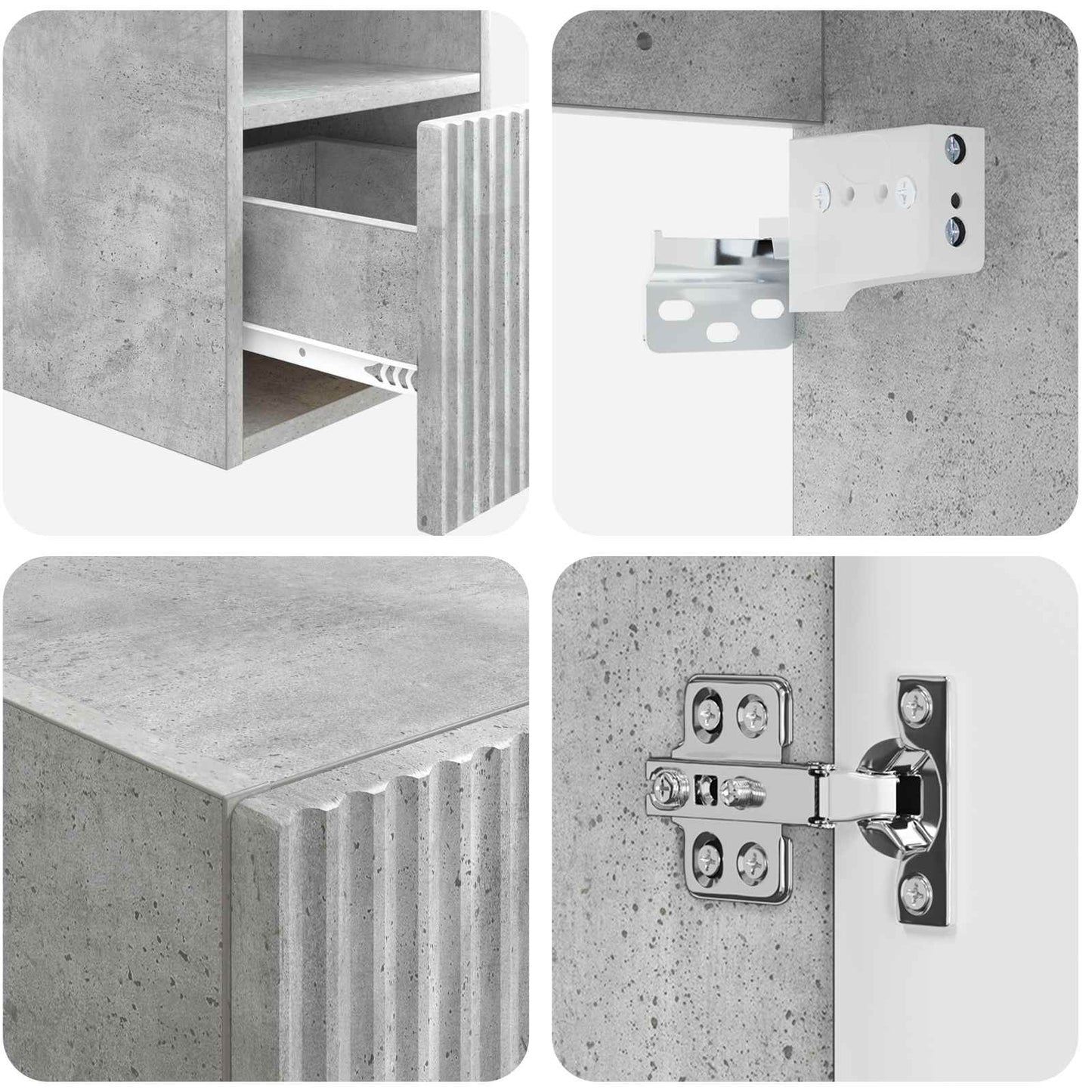 vidaXL Bathroom Furniture Set 3 pcs Concrete Grey 33 x 34.5 x 160 cm