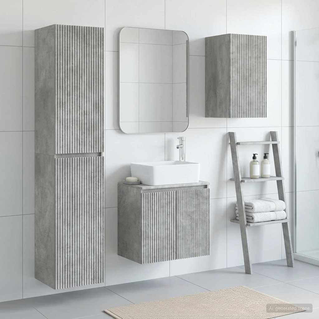 vidaXL Bathroom Furniture Set 3 pcs Concrete Grey 33 x 34.5 x 160 cm