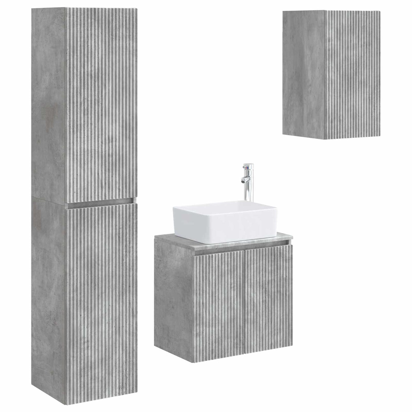 vidaXL Bathroom Furniture Set 3 pcs Concrete Grey 33 x 34.5 x 160 cm