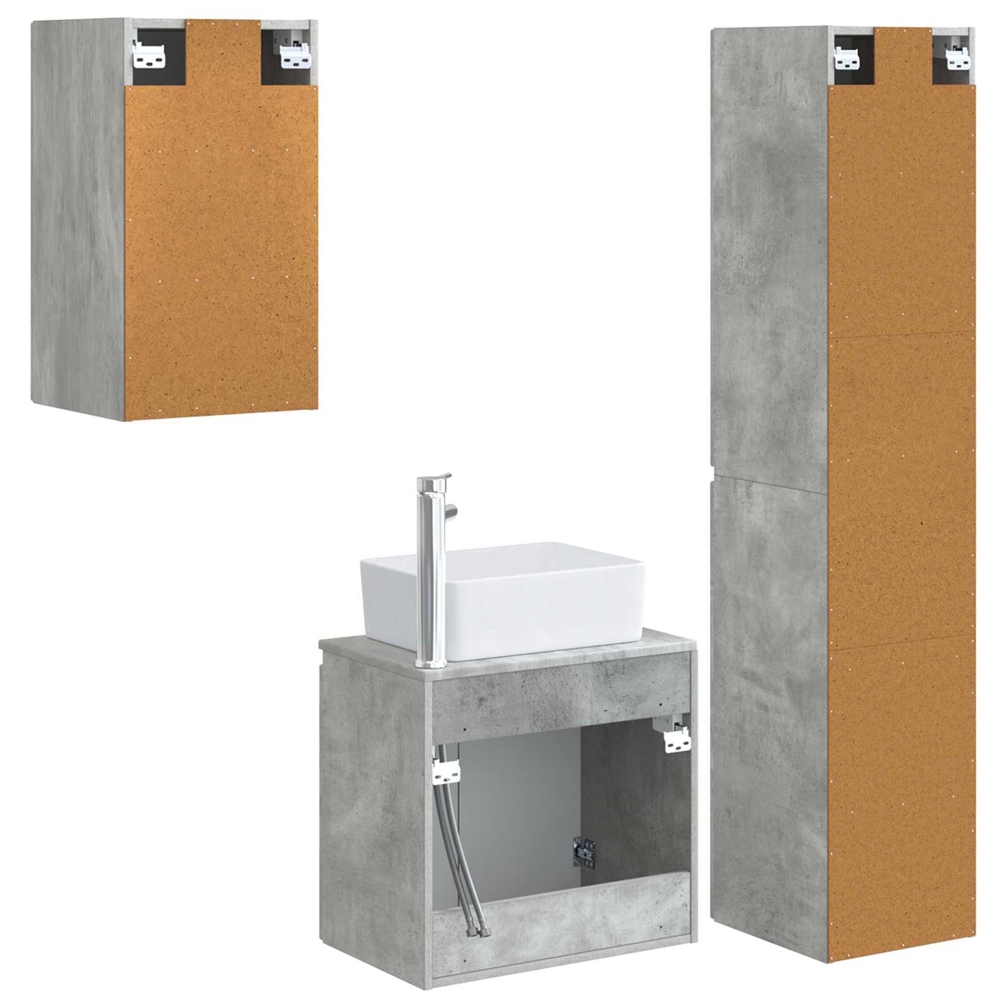 vidaXL Bathroom Furniture Set 3 pcs Concrete Grey 33 x 34.5 x 160 cm