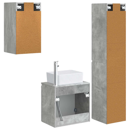 vidaXL Bathroom Furniture Set 3 pcs Concrete Grey 33 x 34.5 x 160 cm