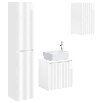 vidaXL Bathroom Furniture Set 3 pcs High Gloss White