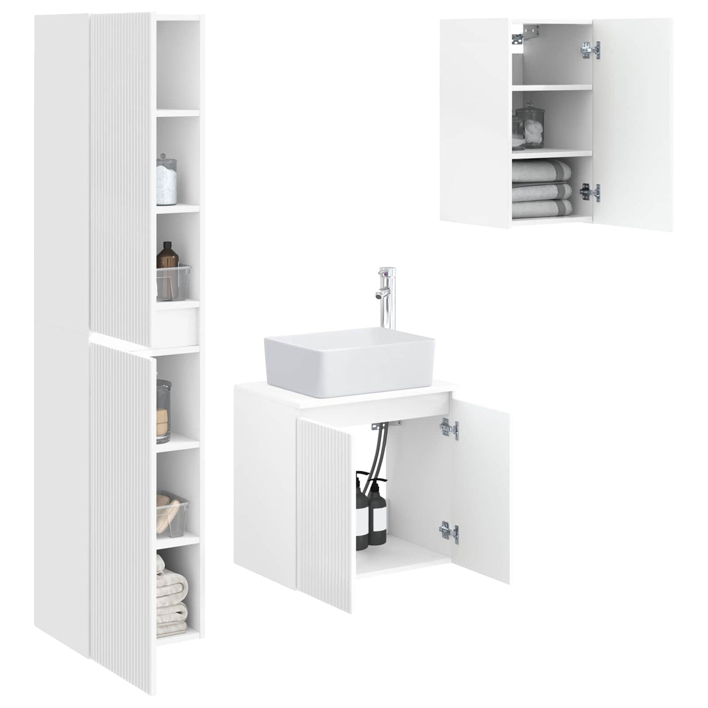 vidaXL Bathroom Furniture Set 3 pcs High Gloss White