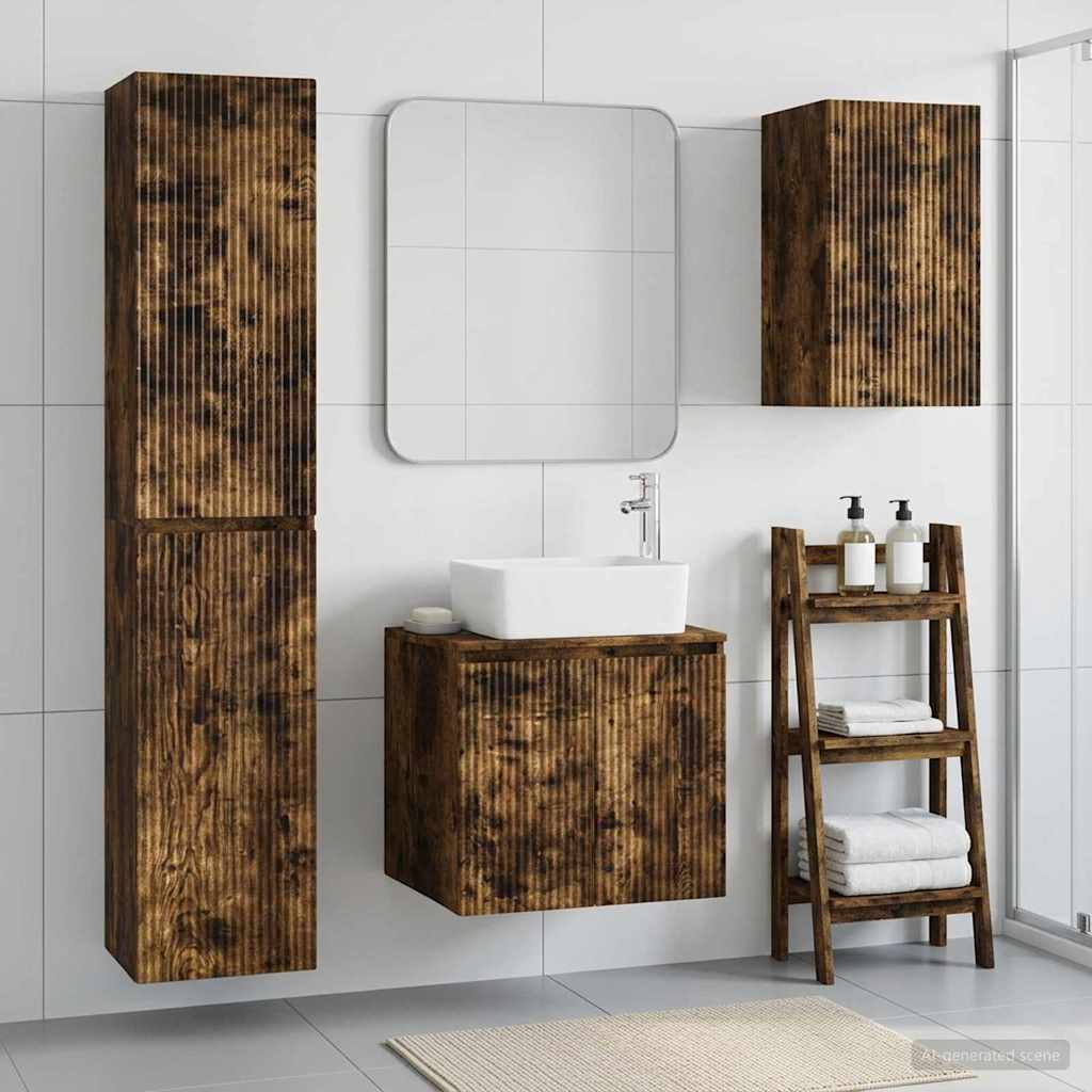 vidaXL Bathroom Furniture Set 3 pcs Smoked Oak 33 x 34.5 x 160 cm