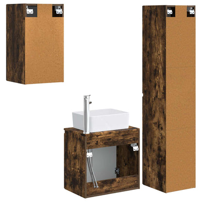 vidaXL Bathroom Furniture Set 3 pcs Smoked Oak 33 x 34.5 x 160 cm