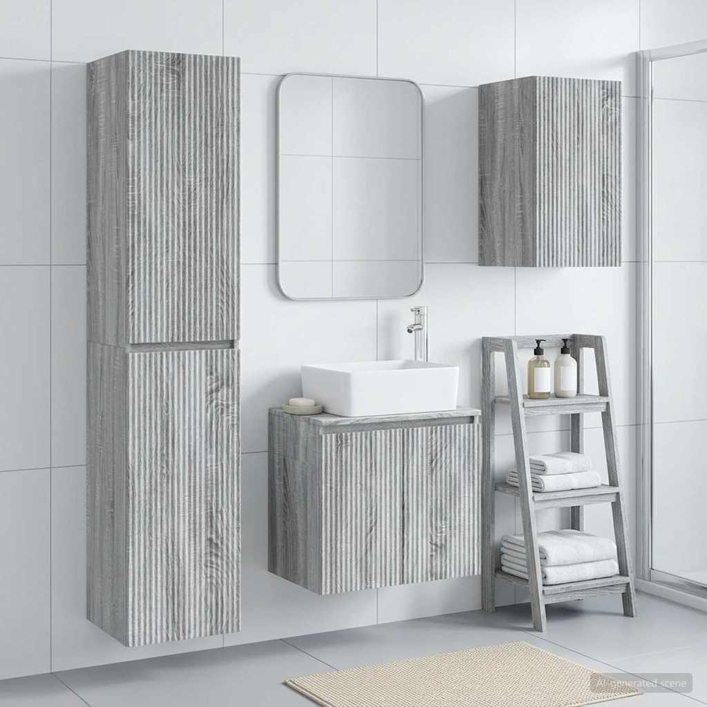 vidaXL Bathroom Furniture Set 3 pcs Grey Sonoma 33 x 34.5 x 160 cm