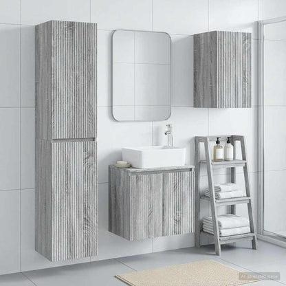 vidaXL Bathroom Furniture Set 3 pcs Grey Sonoma 33 x 34.5 x 160 cm