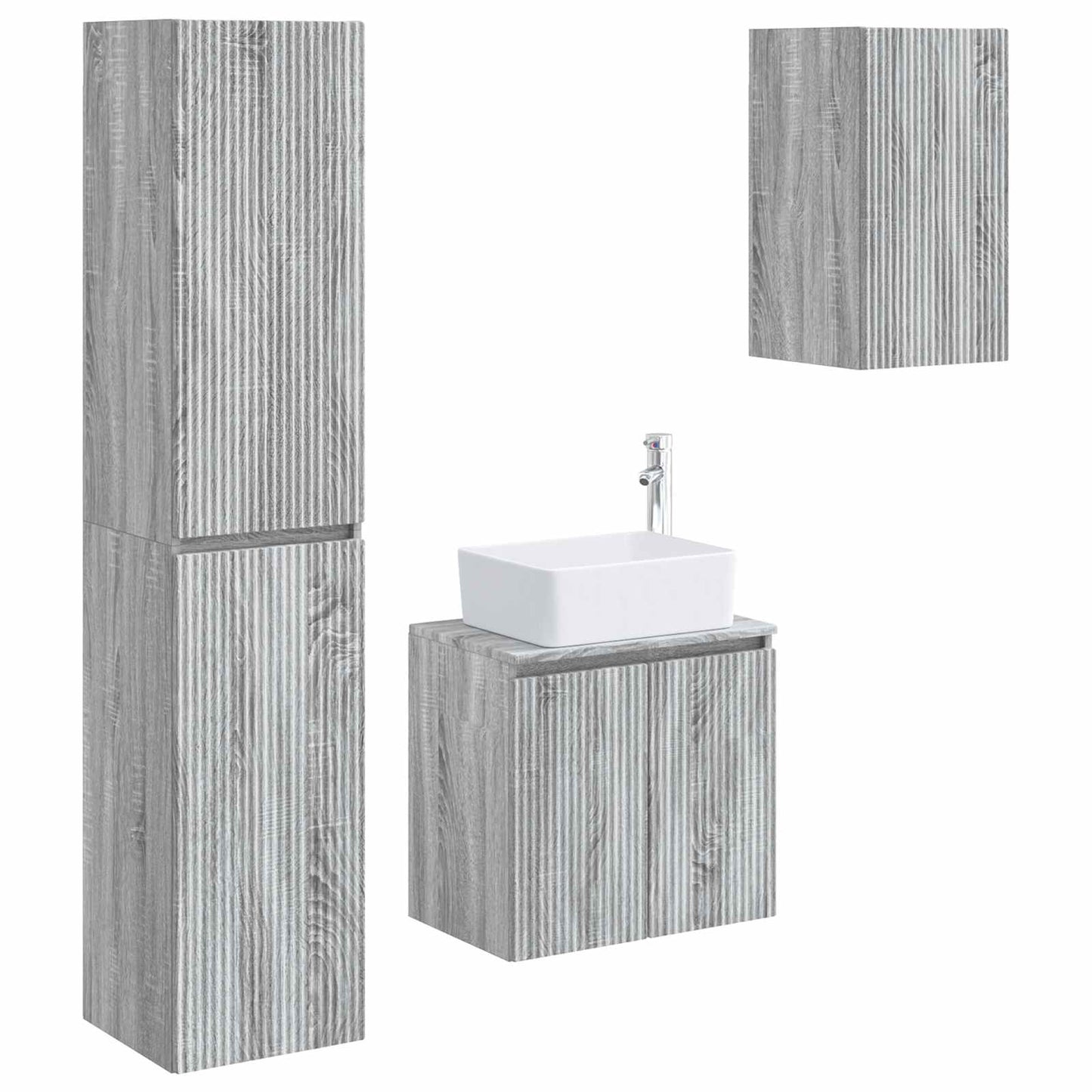 vidaXL Bathroom Furniture Set 3 pcs Grey Sonoma 33 x 34.5 x 160 cm