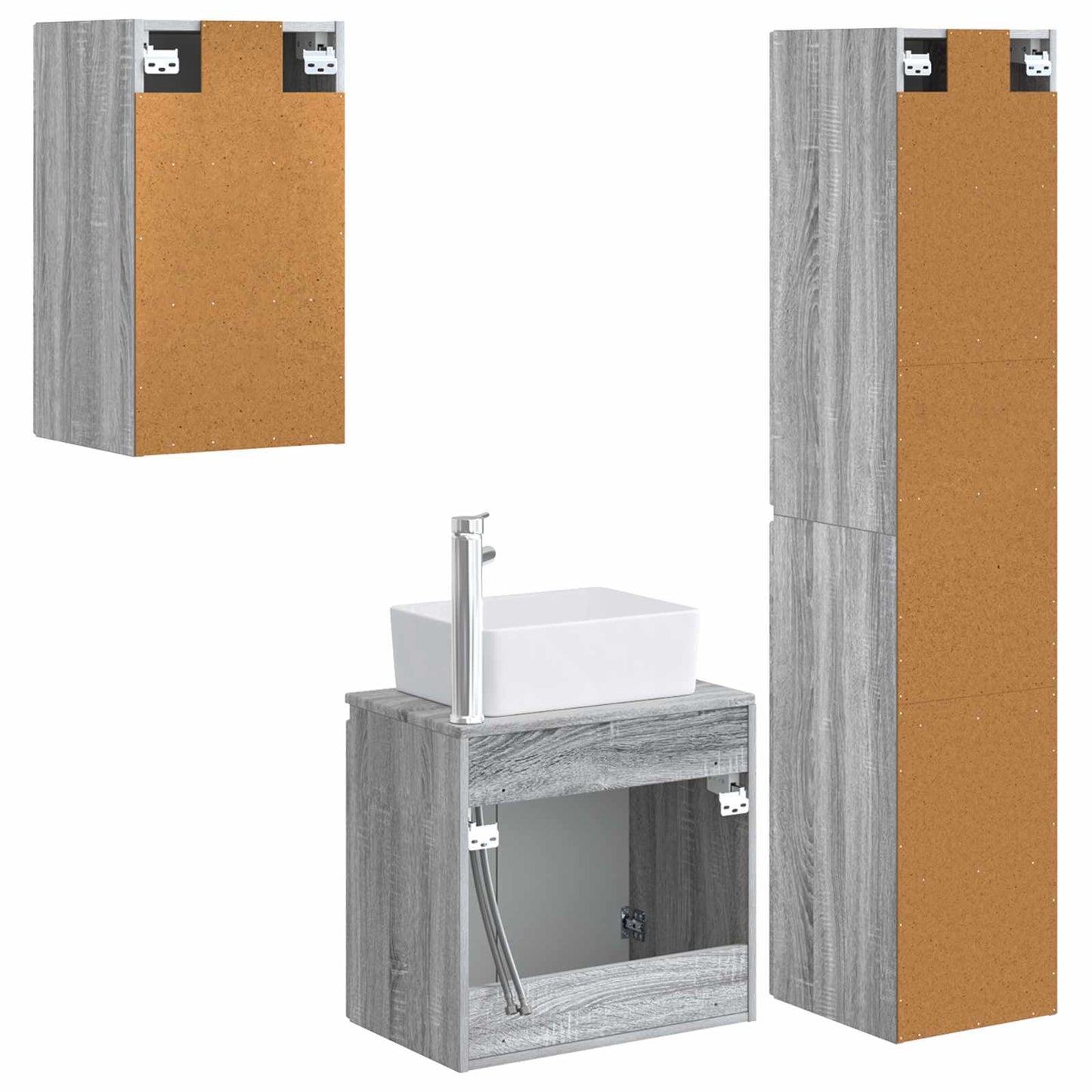vidaXL Bathroom Furniture Set 3 pcs Grey Sonoma 33 x 34.5 x 160 cm