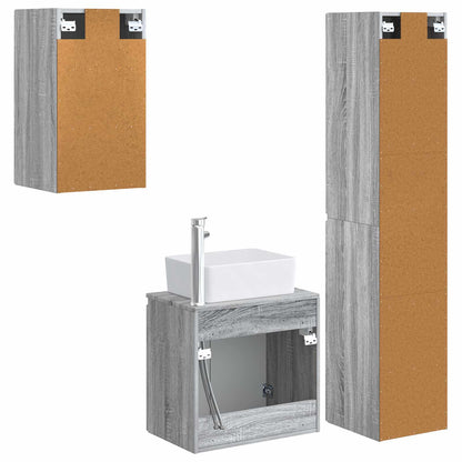 vidaXL Bathroom Furniture Set 3 pcs Grey Sonoma 33 x 34.5 x 160 cm