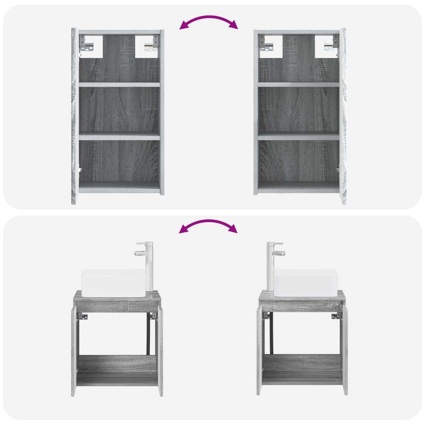 vidaXL Bathroom Furniture Set 3 pcs Grey Sonoma 33 x 34.5 x 160 cm