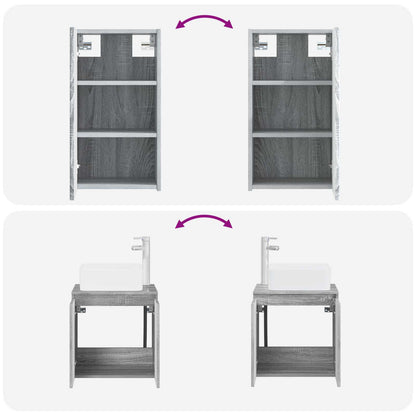 vidaXL Bathroom Furniture Set 3 pcs Grey Sonoma 33 x 34.5 x 160 cm