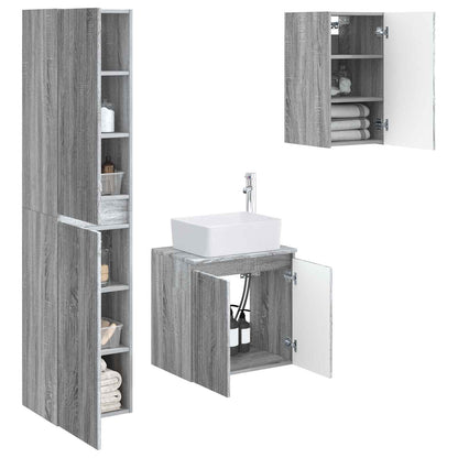 vidaXL Bathroom Furniture Set 3 pcs Grey Sonoma 33 x 34.5 x 160 cm