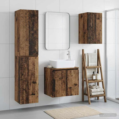 vidaXL Bathroom Furniture Set 3 pcs Old Wood 33 x 34.5 x 160 cm