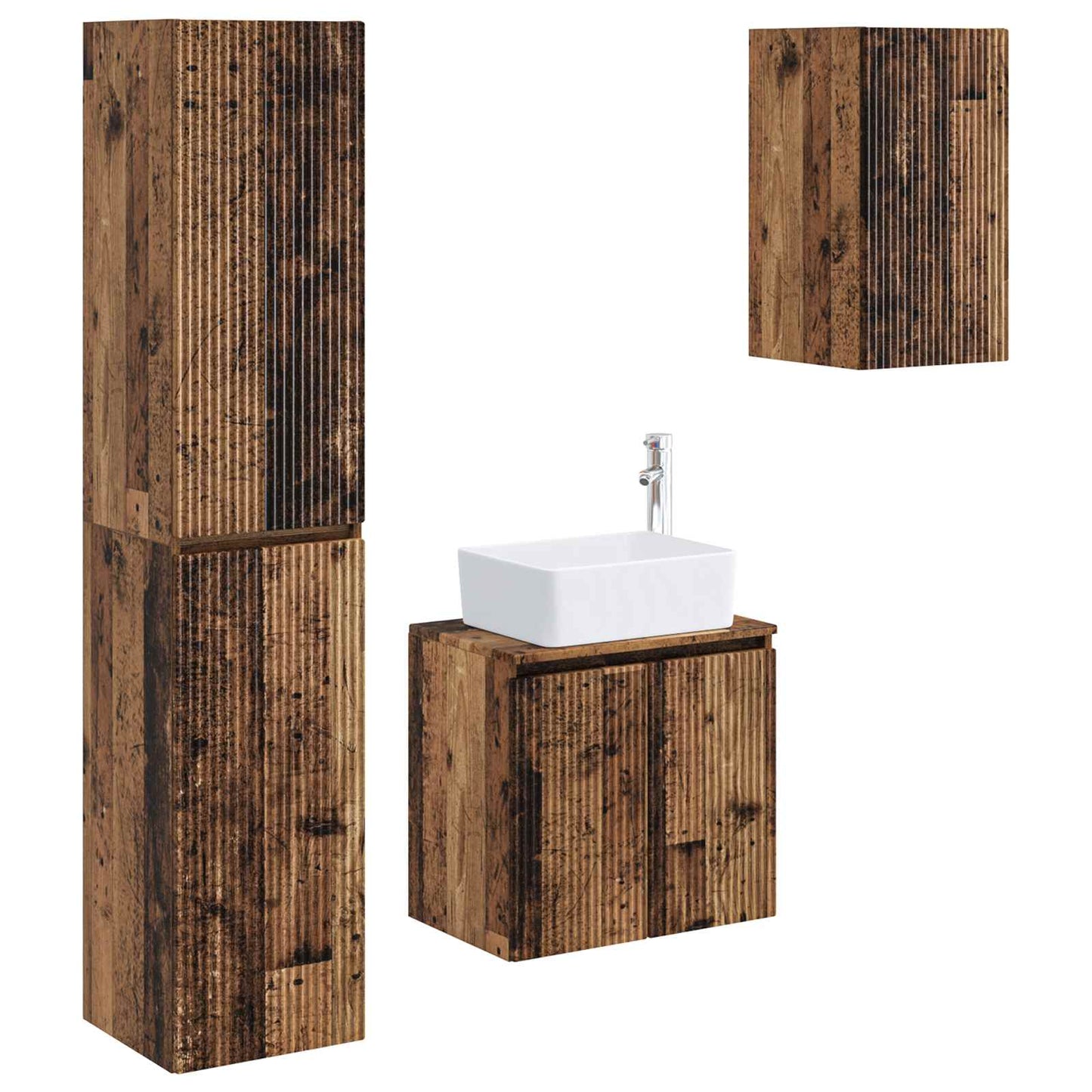 vidaXL Bathroom Furniture Set 3 pcs Old Wood 33 x 34.5 x 160 cm