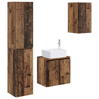 vidaXL Bathroom Furniture Set 3 pcs Old Wood 33 x 34.5 x 160 cm