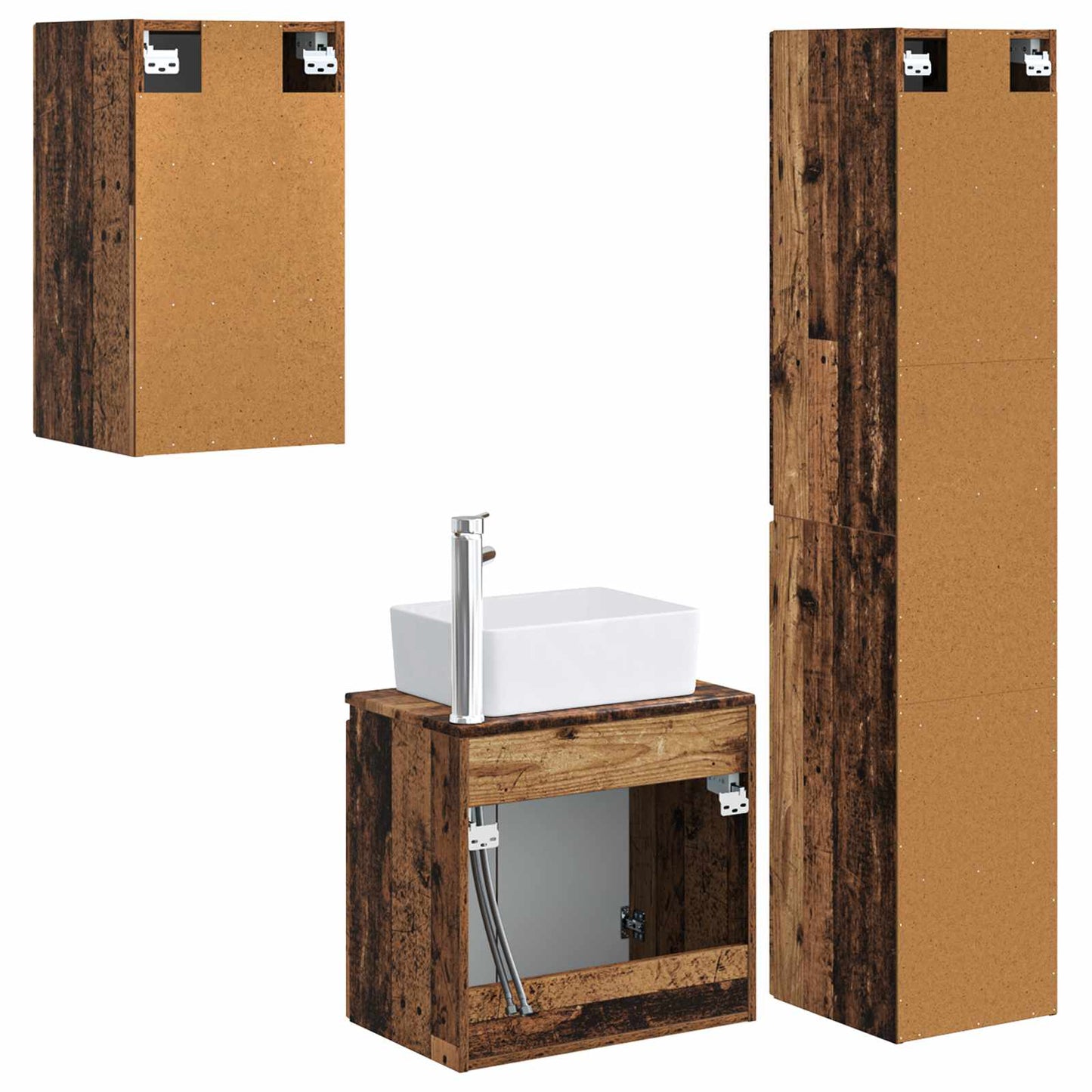 vidaXL Bathroom Furniture Set 3 pcs Old Wood 33 x 34.5 x 160 cm