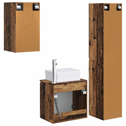 vidaXL Bathroom Furniture Set 3 pcs Old Wood 33 x 34.5 x 160 cm