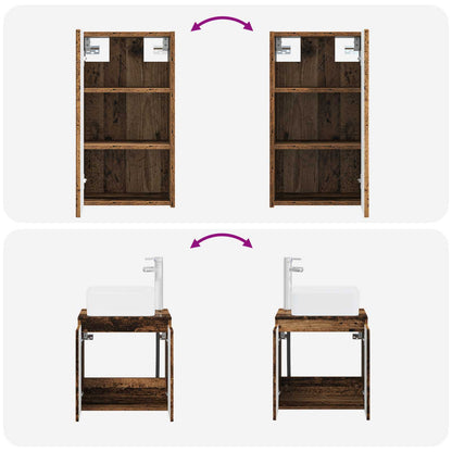 vidaXL Bathroom Furniture Set 3 pcs Old Wood 33 x 34.5 x 160 cm