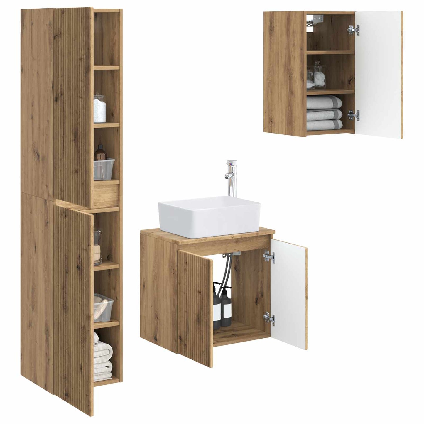 vidaXL Bathroom Furniture Set 3 pcs Artisan Oak 33 x 34.5 x 160 cm