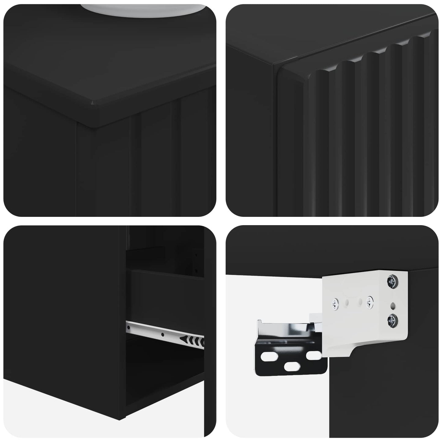 vidaXL Bathroom Furniture Set 3 pcs Black 33 x 34.5 x 160 cm