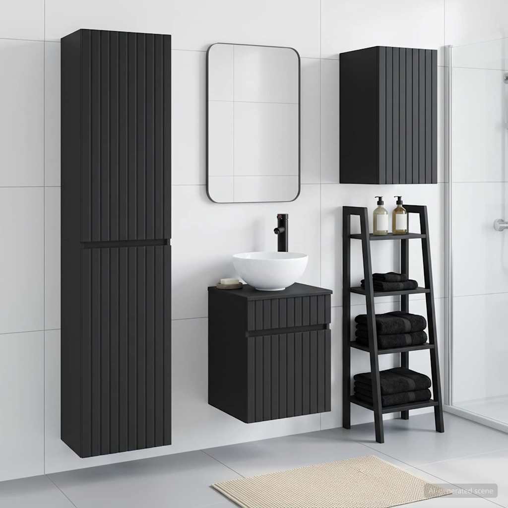 vidaXL Bathroom Furniture Set 3 pcs Black 33 x 34.5 x 160 cm