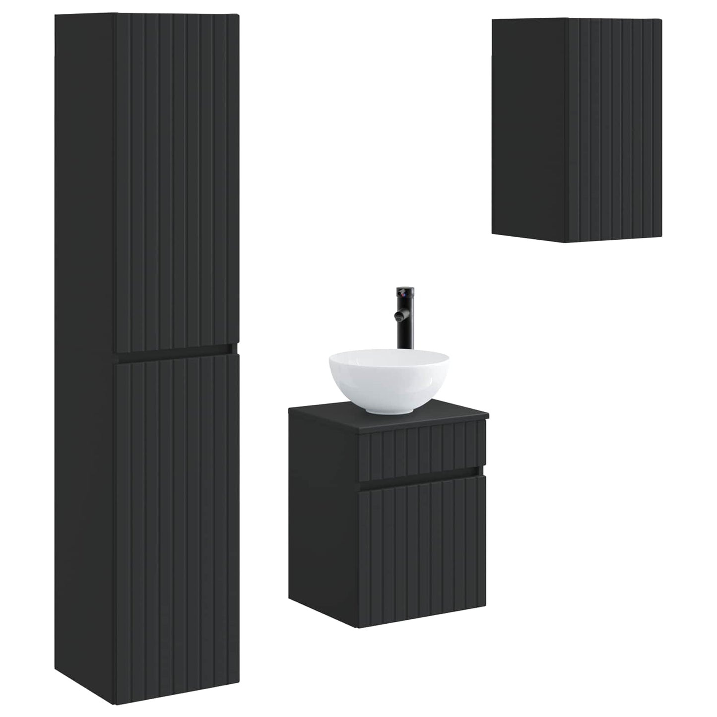 vidaXL Bathroom Furniture Set 3 pcs Black 33 x 34.5 x 160 cm