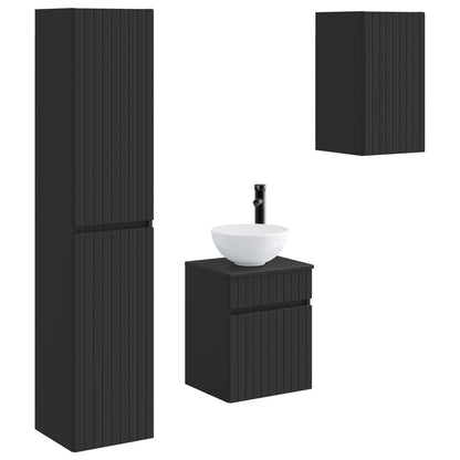 vidaXL Bathroom Furniture Set 3 pcs Black 33 x 34.5 x 160 cm