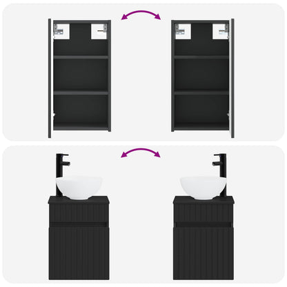 vidaXL Bathroom Furniture Set 3 pcs Black 33 x 34.5 x 160 cm