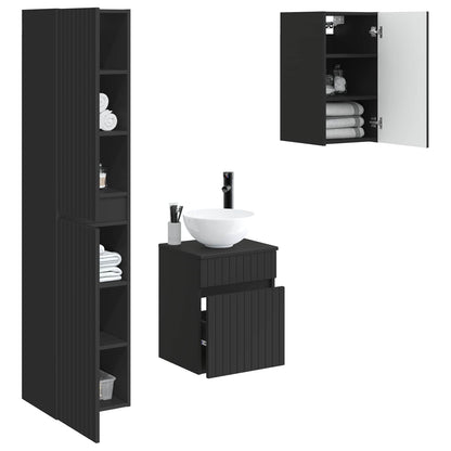 vidaXL Bathroom Furniture Set 3 pcs Black 33 x 34.5 x 160 cm