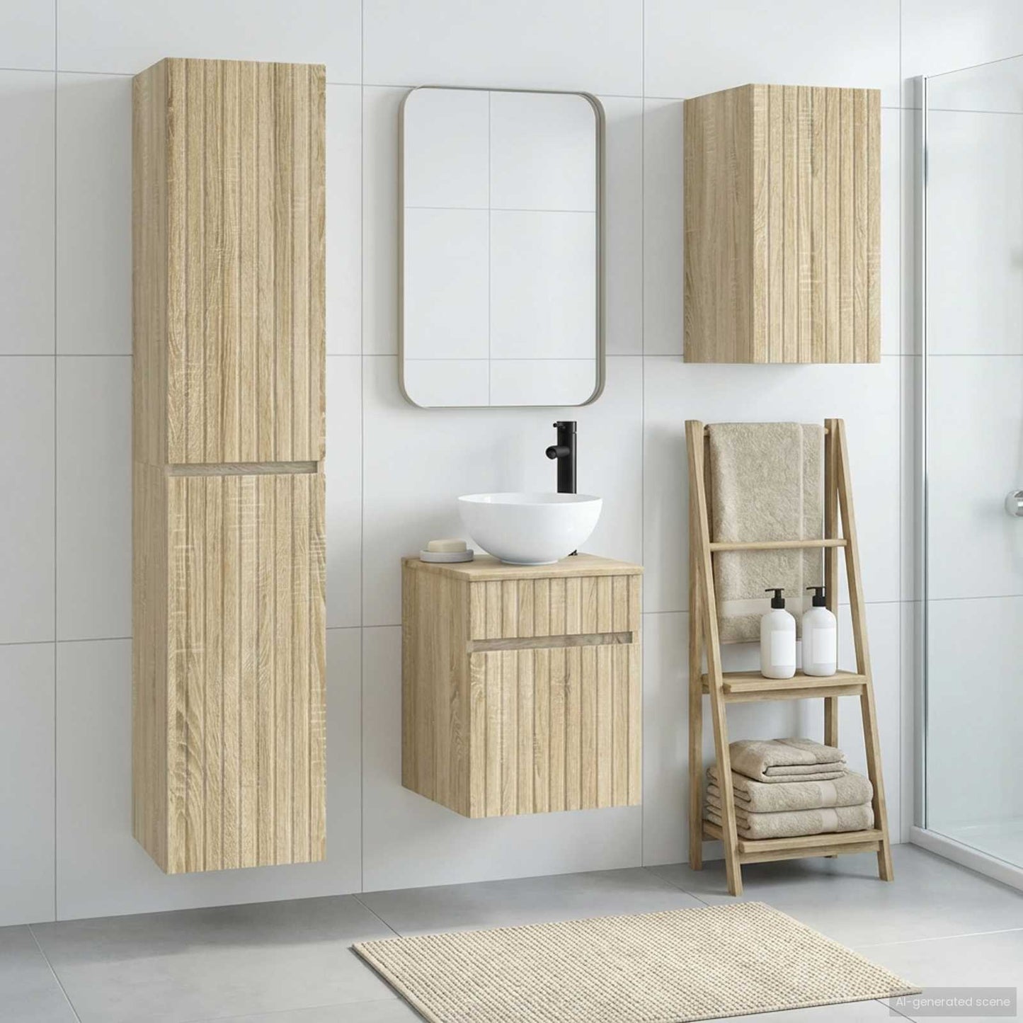 vidaXL Bathroom Furniture Set 3 pcs Sonoma Oak 33 x 34.5 x 160 cm