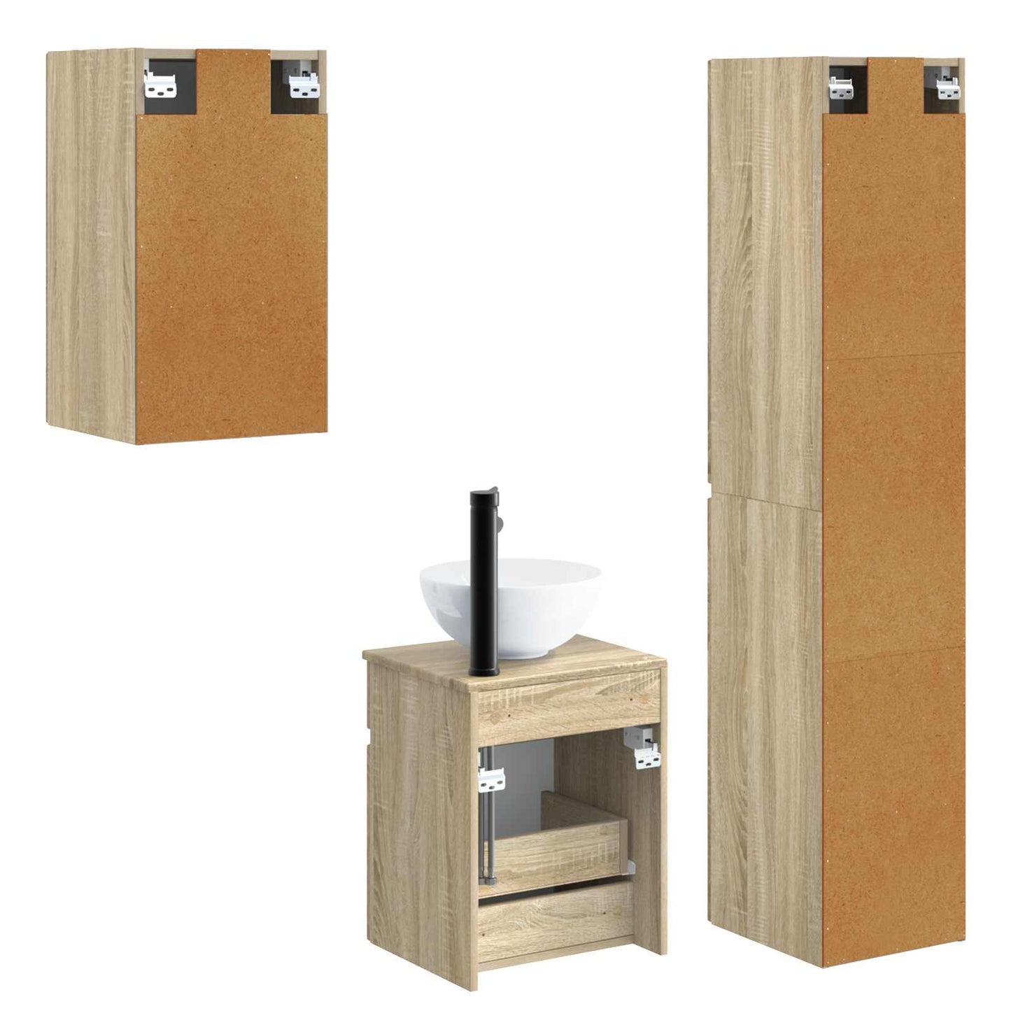 vidaXL Bathroom Furniture Set 3 pcs Sonoma Oak 33 x 34.5 x 160 cm