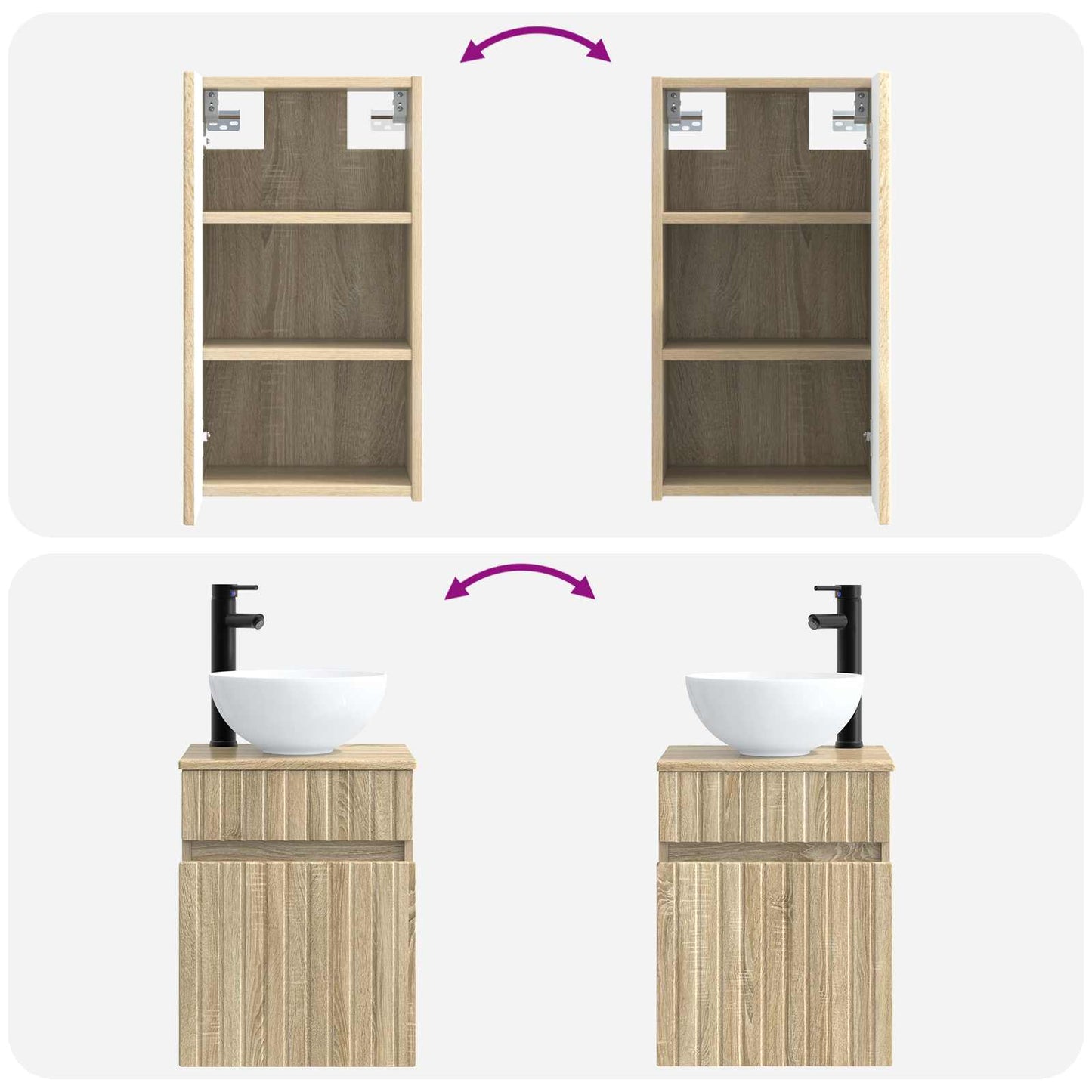 vidaXL Bathroom Furniture Set 3 pcs Sonoma Oak 33 x 34.5 x 160 cm